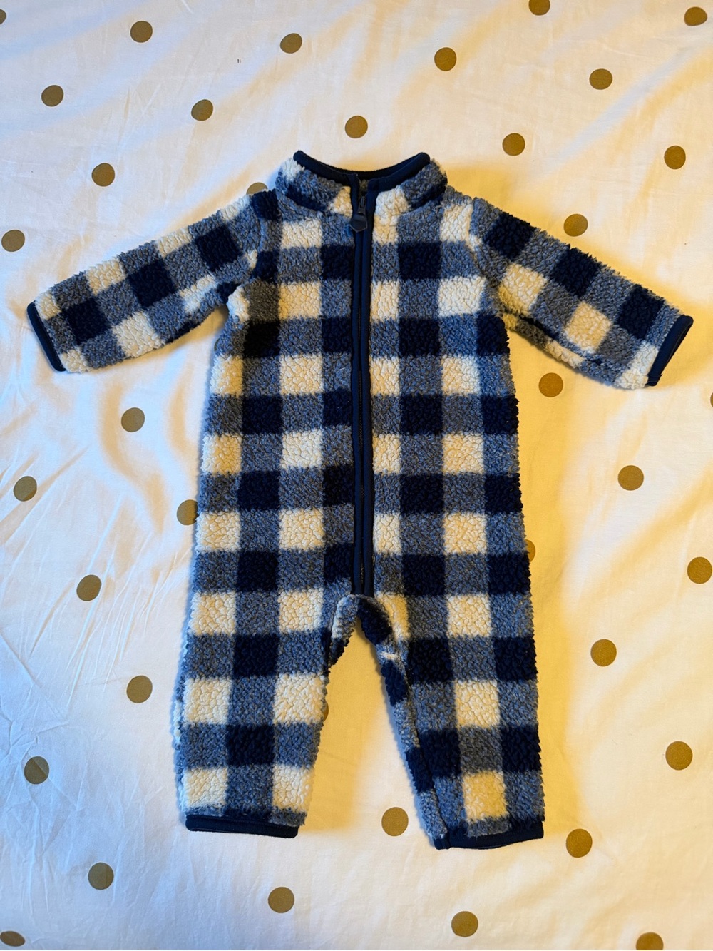 Carter's Navy and Cream Buffalo Plaid Fleece One-Piece